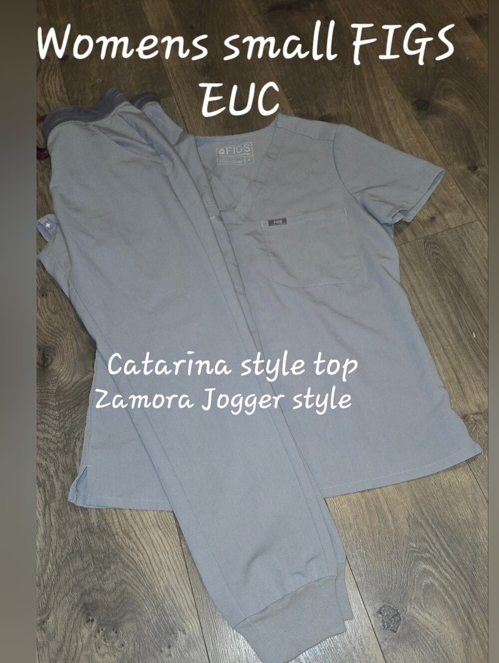 Figs Catalina V-Neck Top and Zamora Jogger Set in Light Gray